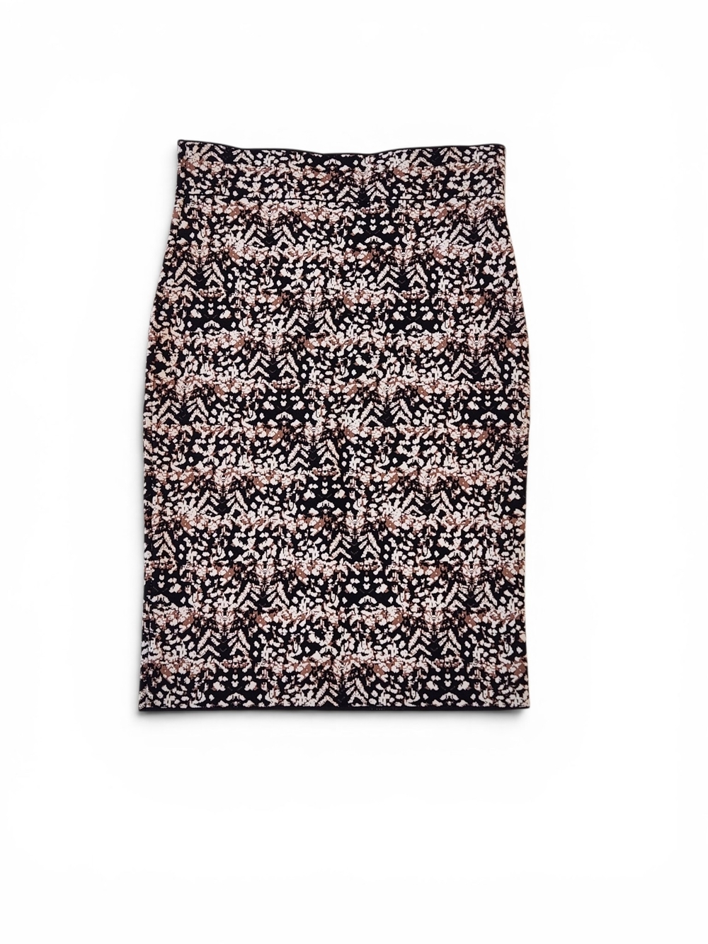 BCBGMaxAzria Black Floral-Print Pencil Skirt with Pink Accents